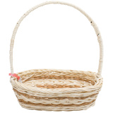 Корзина овал 6772359 М белая с коричневыми полосками ротанг  СимаЦентр   Корзина овал 6772359 М белая с коричневыми полосками ротанг  СимаЦентр