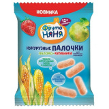Палочки кукурузные Фрутоняня с яблоком и клубникой пакет20г  Палочки кукурузные Фрутоняня с яблоком и клубникой пакет20г